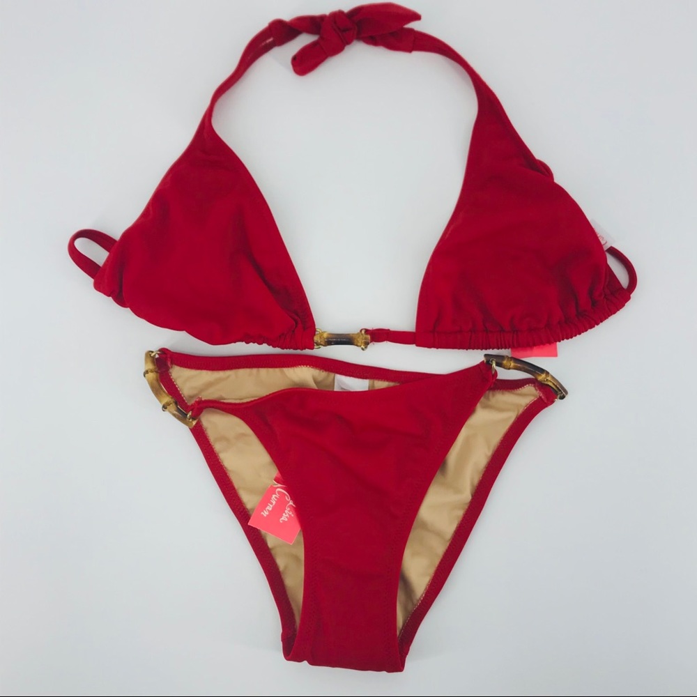 Lisa Curran Red Bikini Matching Set Size Sm/L